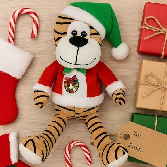KellyToy Christmas Holiday Tiger Plush Festive Stuffed Animal Holiday Decor Gift - Picture 14 of 14